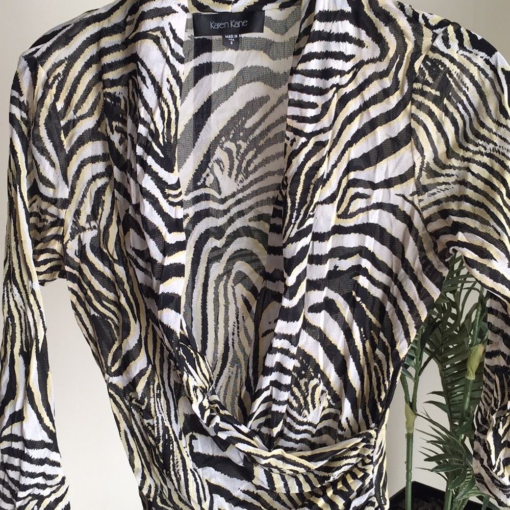Karen Kane Sheer Ruched Wrap Top